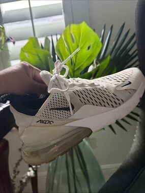 Nike White and Light Tan Air Max 270 Sneaker